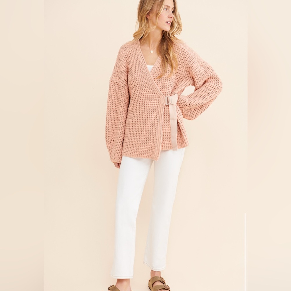 Urban Outfitters Pink Lola Crossover Belted Cardigan